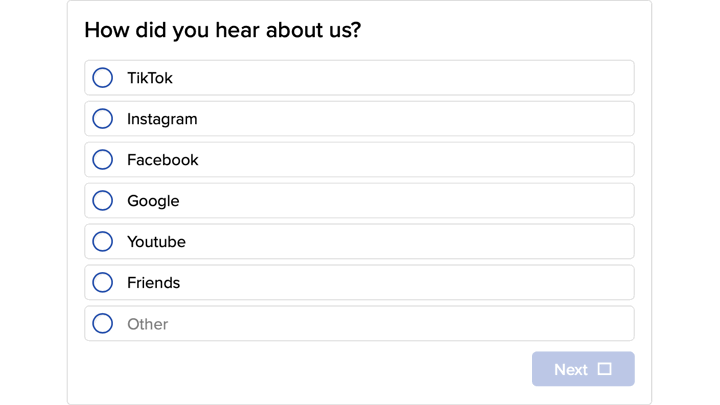 Marketing attribution survey question example