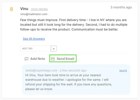Affiniv CX dashboard lets you act directly from it
