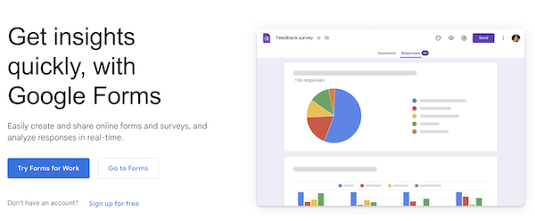 Google forms as one of the Jotform Alternatives