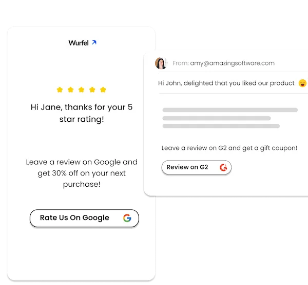 Smart follow ups to convert happy customers into social reviewers