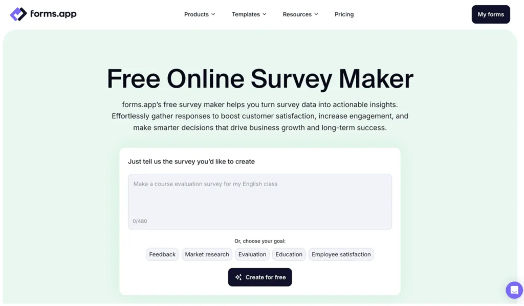  forms.app– Free Online Survey Software
